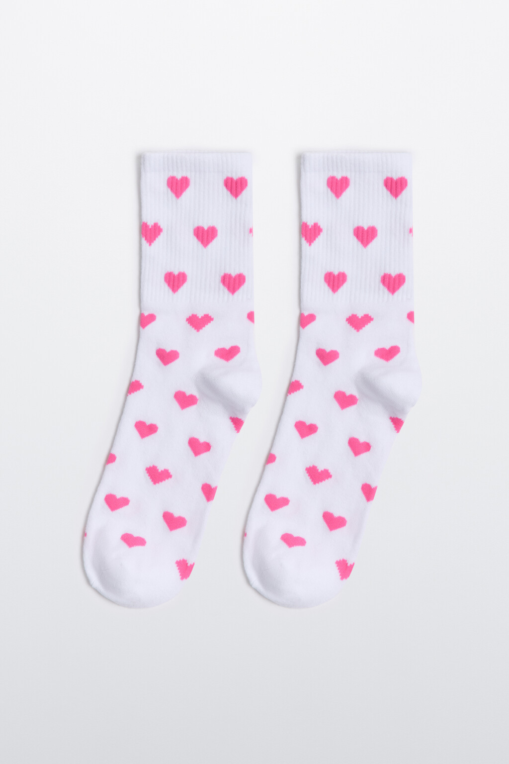 Носки высокие хлопковые с сердечками - цвет красный - 4