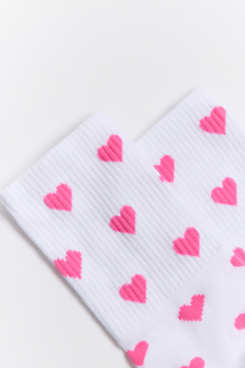 Носки высокие хлопковые с сердечками - цвет красный - 5