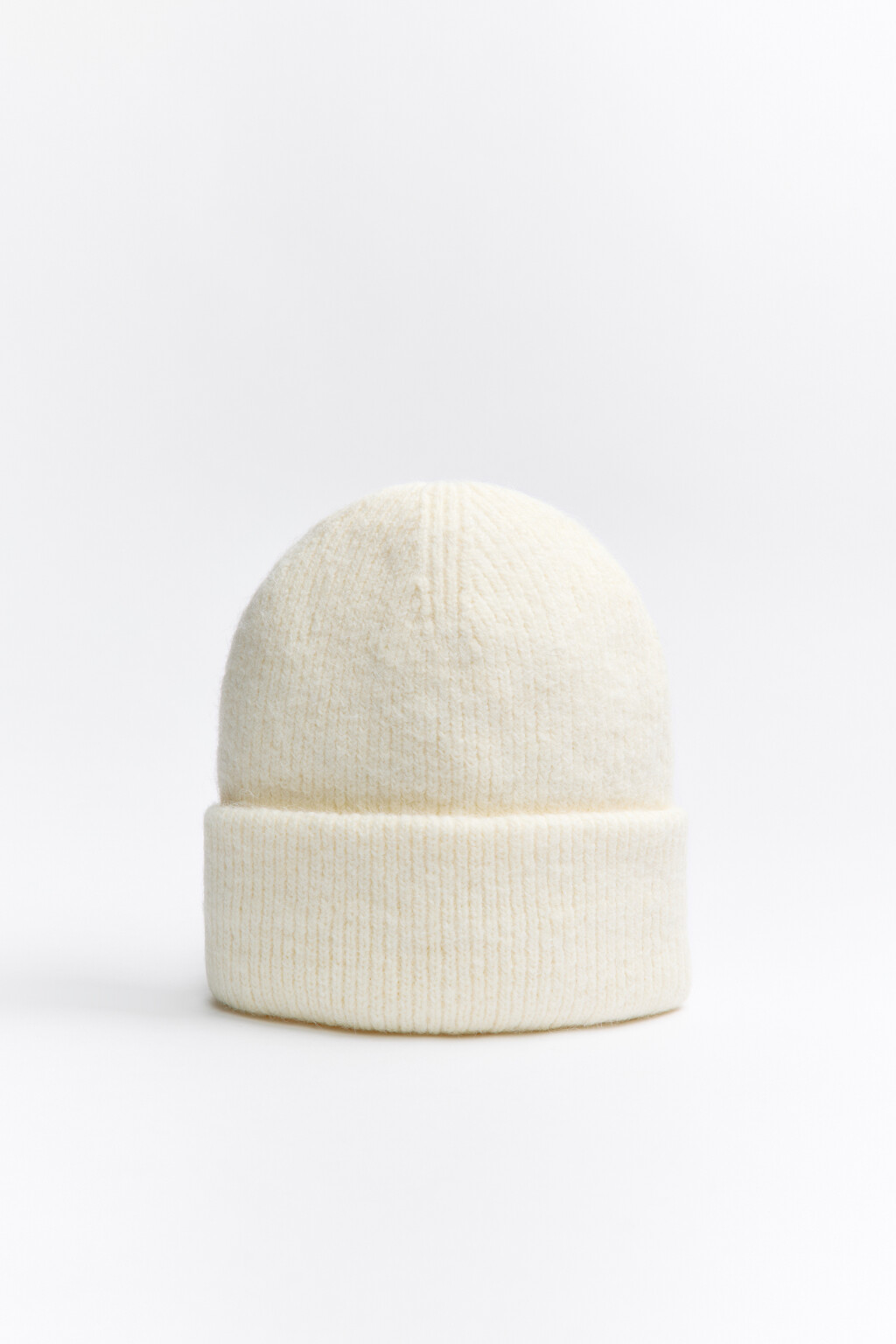 Шапка-бини вязаная с шерстью - цвет молочный - 1