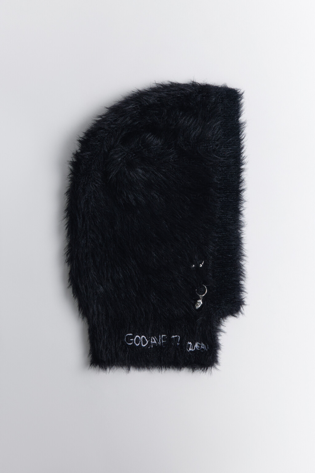 Балаклава пушистая с пирсингом - цвет черный - 1