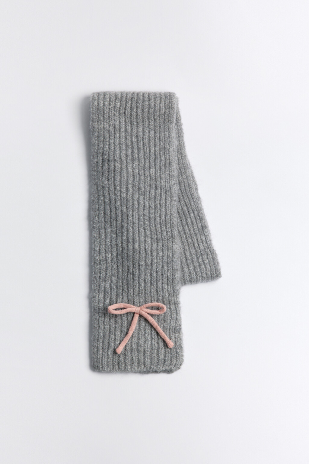 Шарф теплый вязаный с бантиками - цвет серый - 1