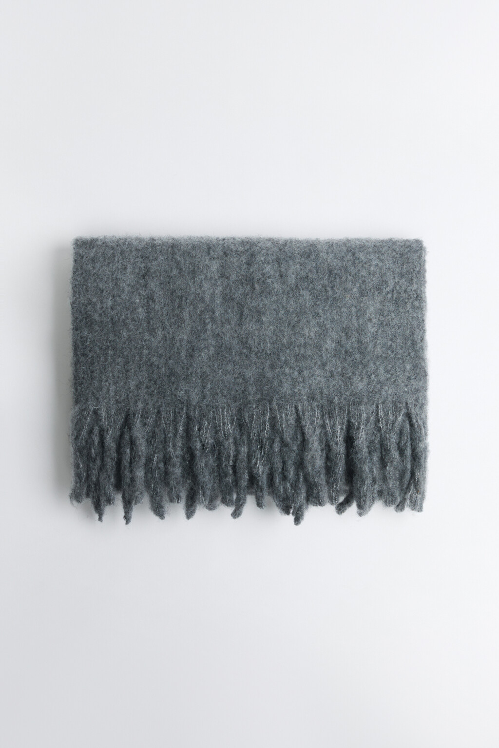 Шарф теплый вязаный с шерстью - цвет серый - 3