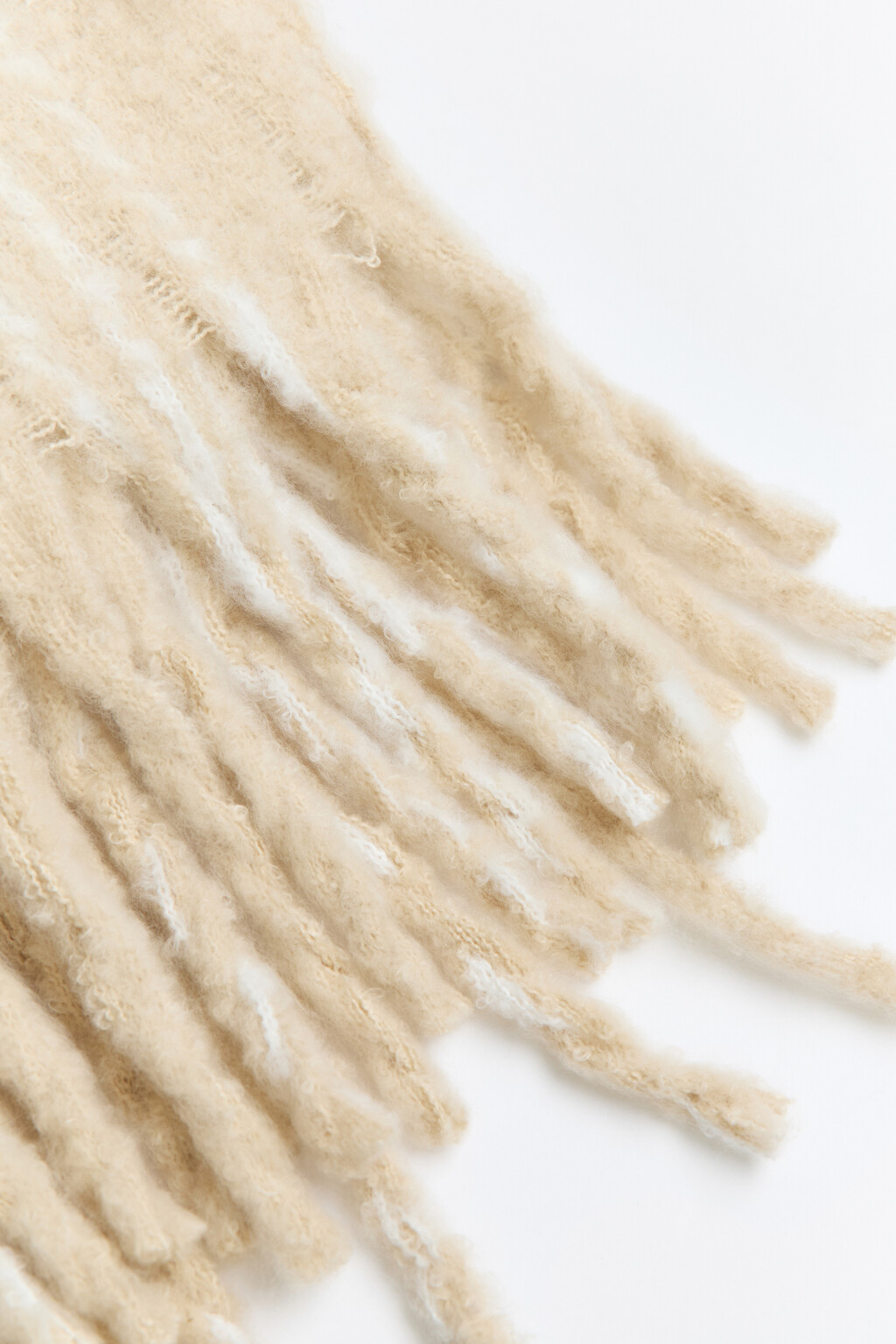 Шарф-палантин толстый с бахромой - цвет бежевый - 2