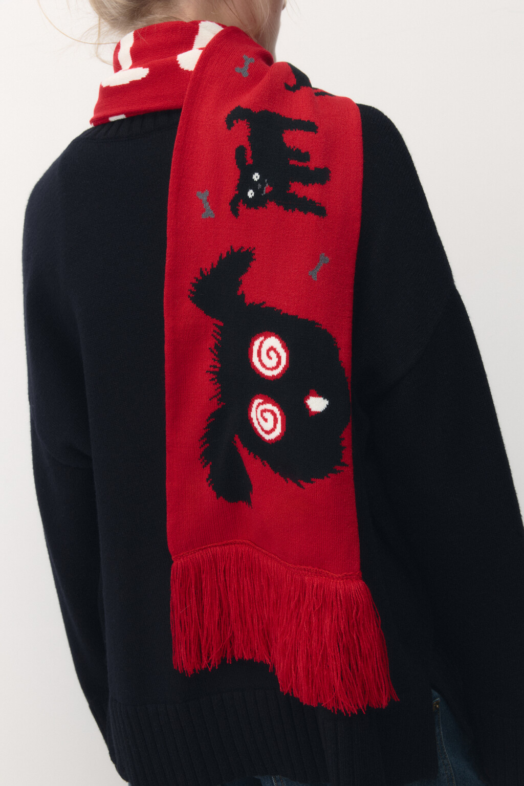 Шарф с бахромой и принтом с надписями - цвет мультиколор - 2