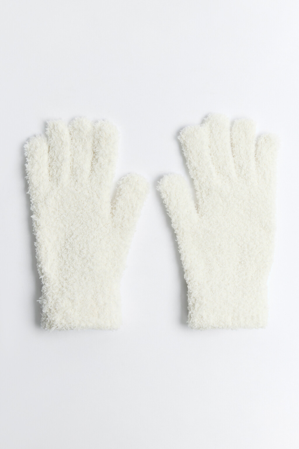 Перчатки вязаные пушистые - цвет молочный - 1