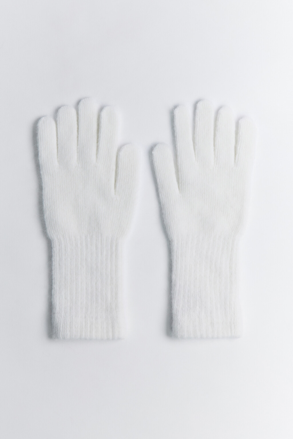 Перчатки вязаные с кроличьей шерстью - цвет молочный - 1