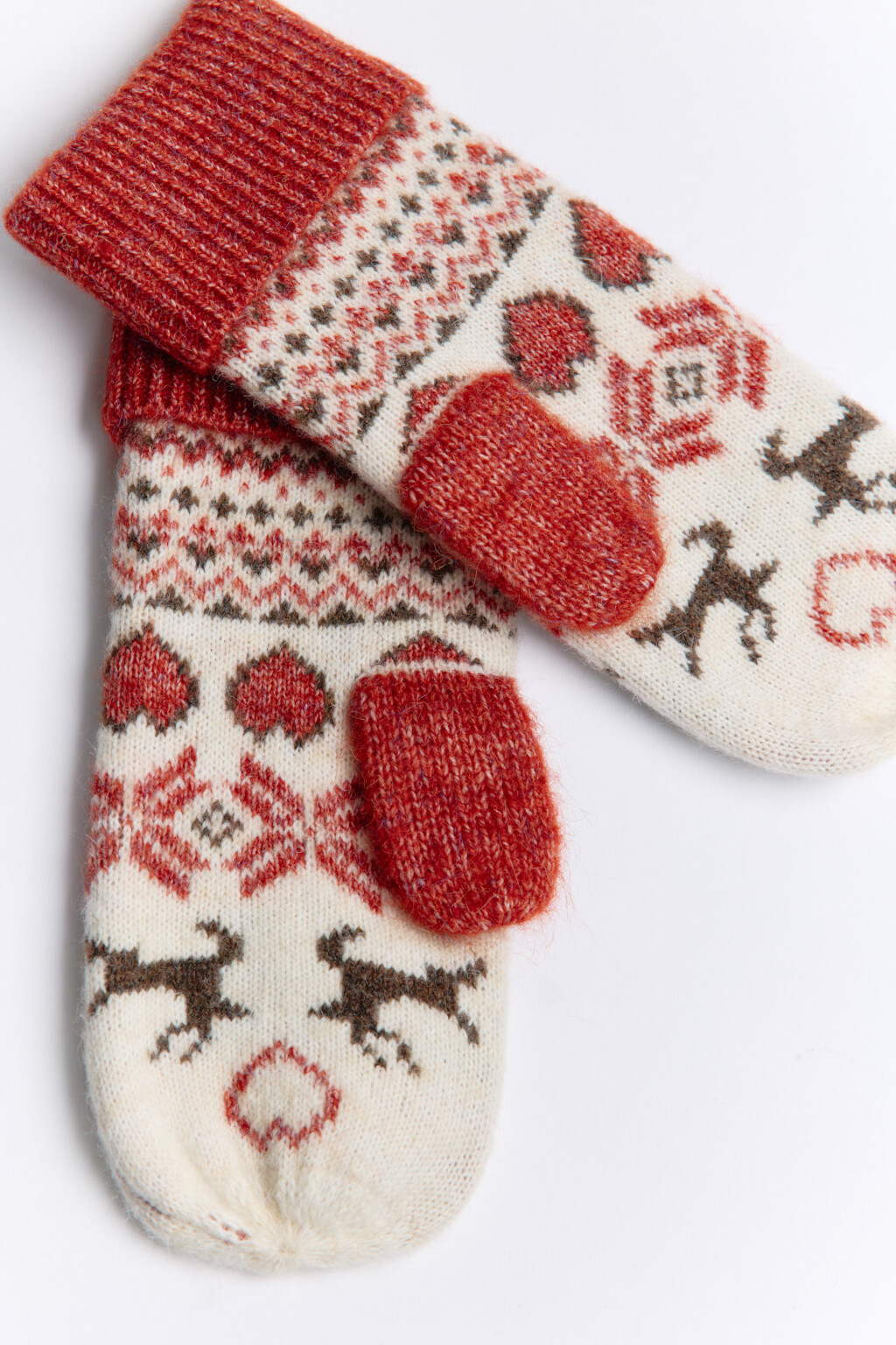 Варежки вязаные с шерстью и принтом - цвет мультиколор - 2