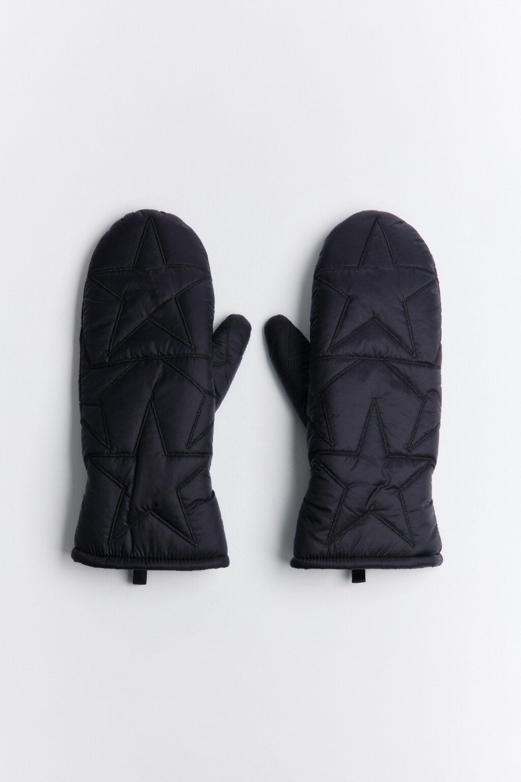 Рукавицы утепленные со стежкой-звездами - цвет черный - 1