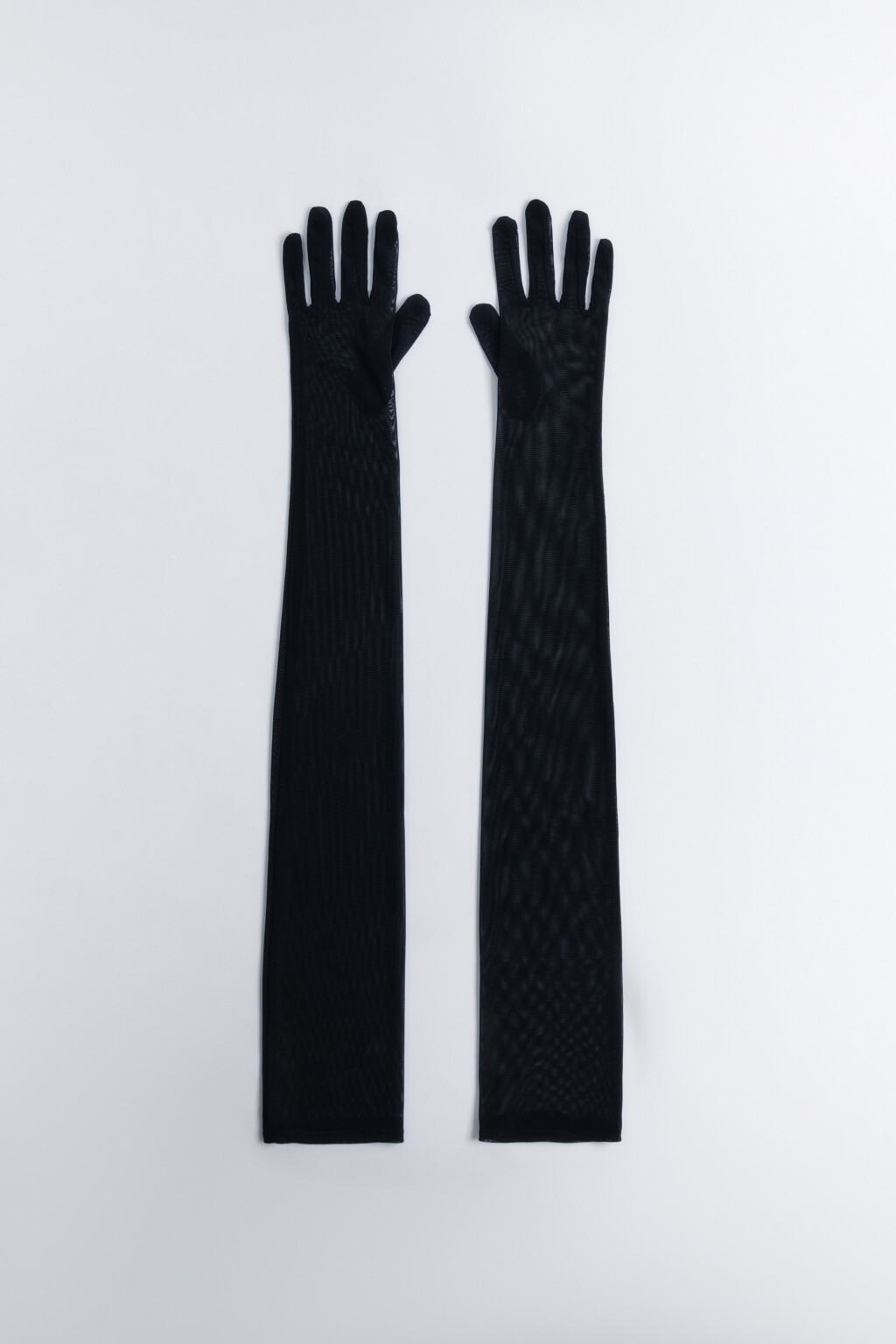 Перчатки длинные вечерние из сетки - цвет черный - 1