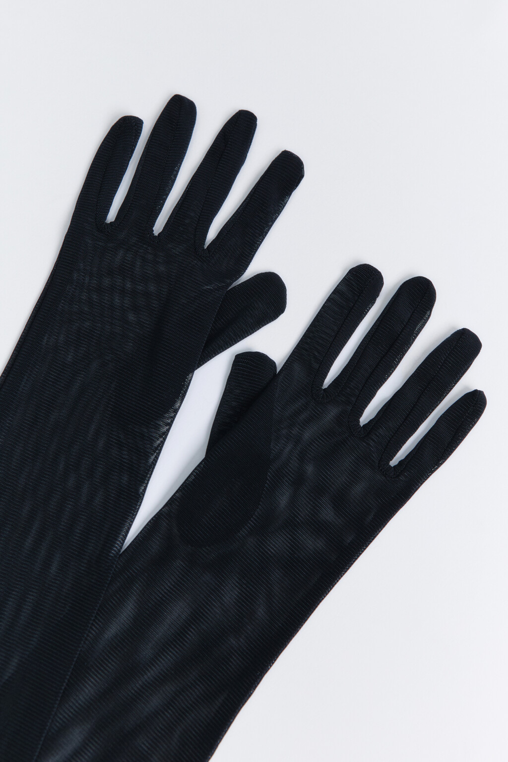 Перчатки длинные вечерние из сетки - цвет черный - 2