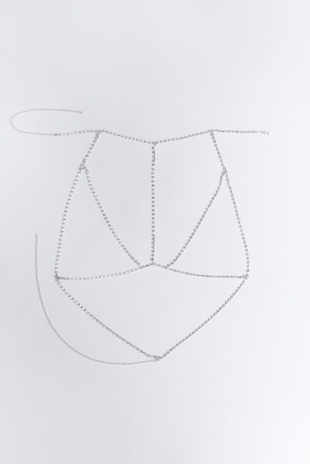 Цепочка-бодичейн серебристая со стразами - цвет серый - 3