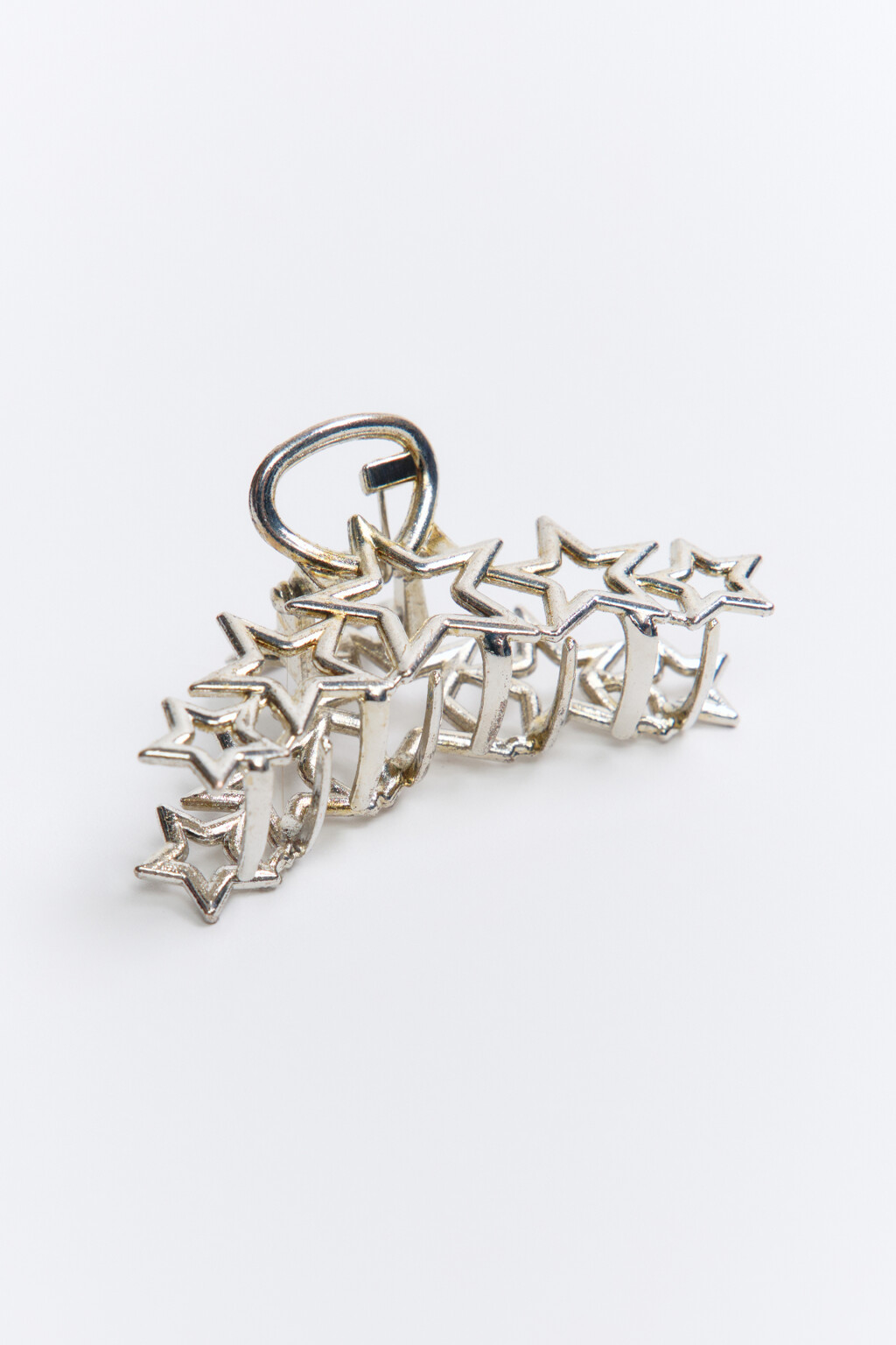 Заколка-краб металлическая со звездочками - цвет серый - 2