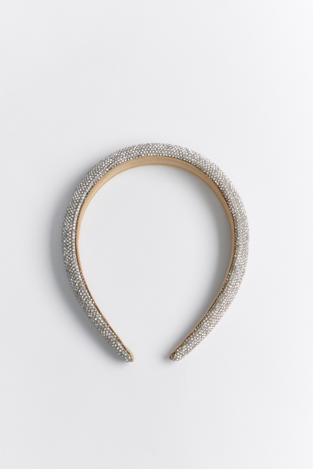 Ободок широкий со стразами - цвет серый - 1