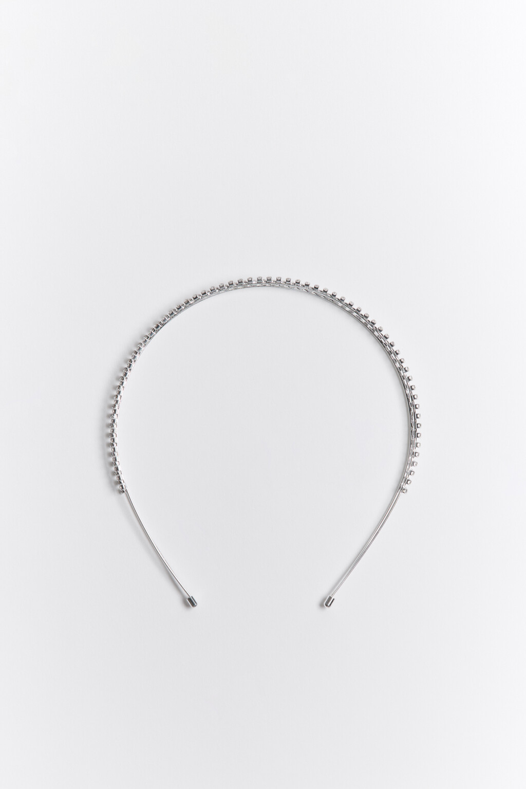 Ободок для волос тонкий со стразами - цвет серый - 1
