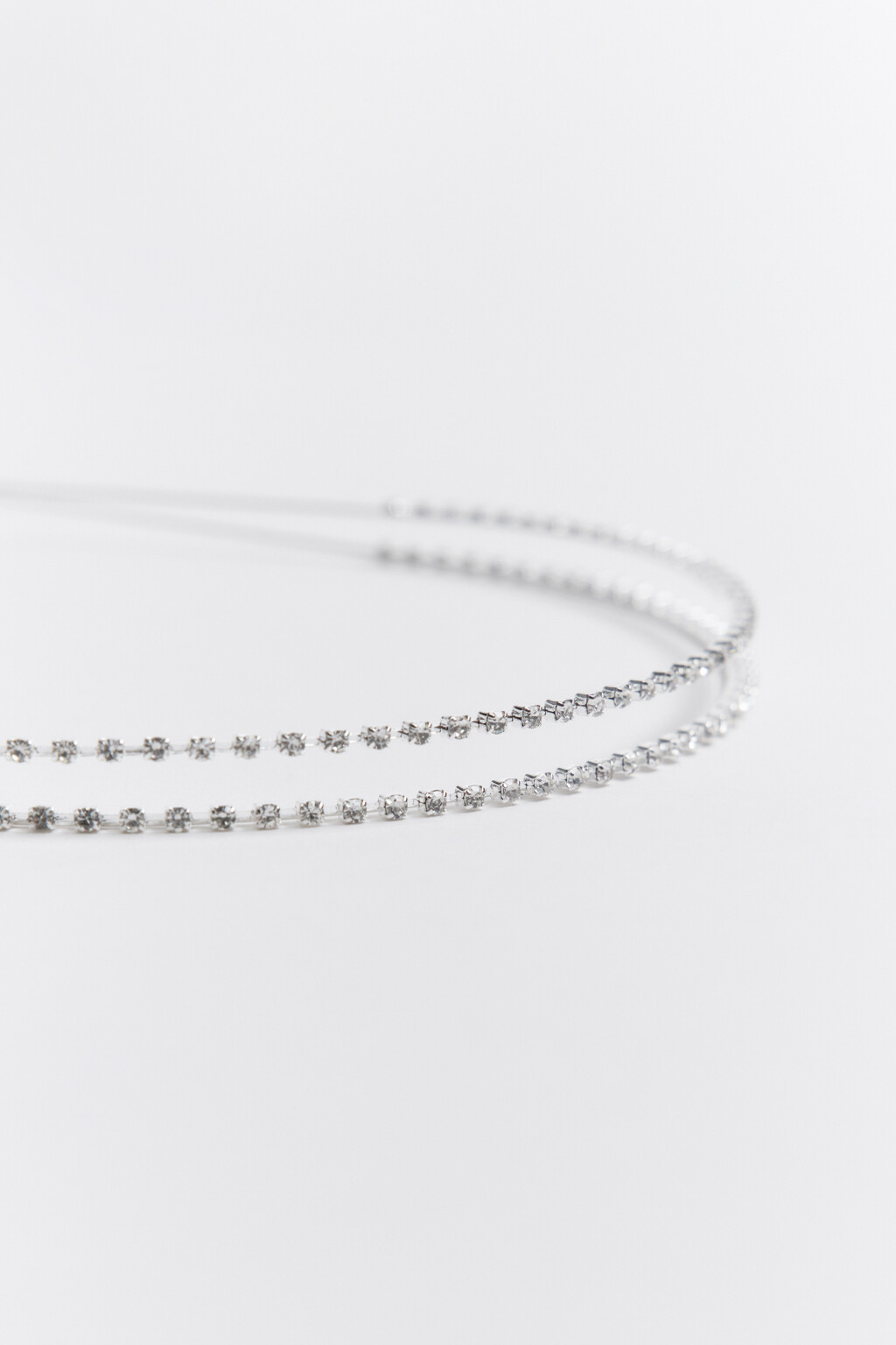 Ободок для волос тонкий со стразами - цвет серый - 2