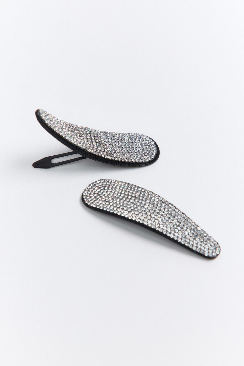 Набор заколок клик-клак со стразами (2 штуки) - цвет черный - 2