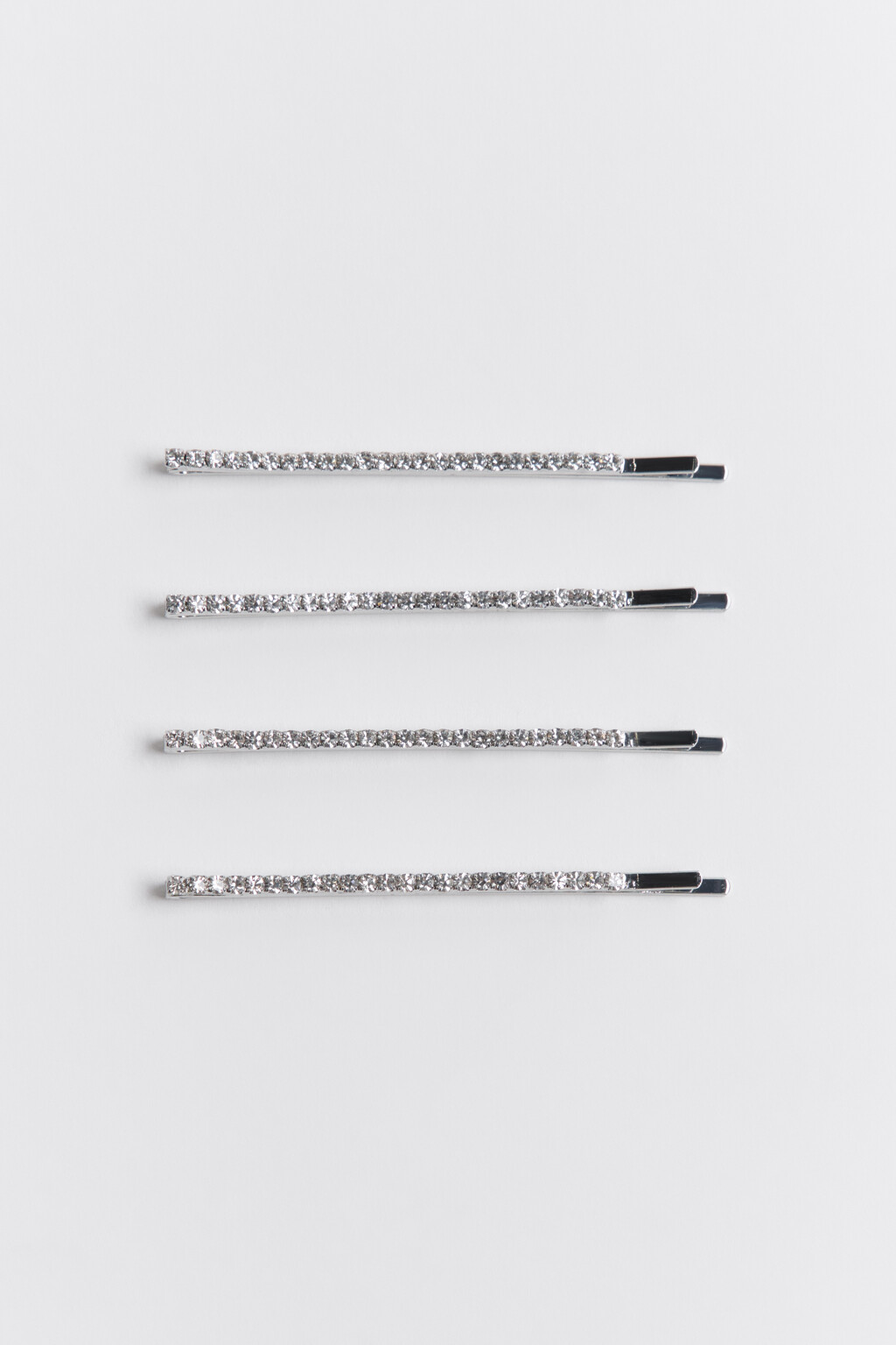 Набор заколок-невидимок со стразами (4 штуки) - цвет серый - 1