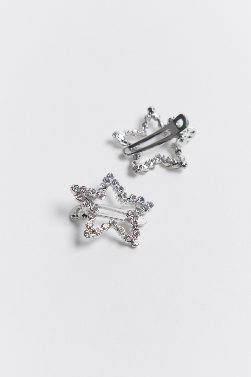 Набор заколок-зажимов со стразами (2 штуки) - цвет серый - 2