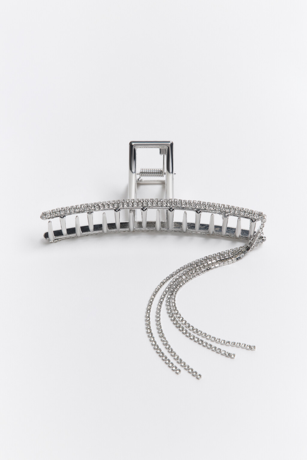 Заколка-краб с цепочками и стразами - цвет серый - 1