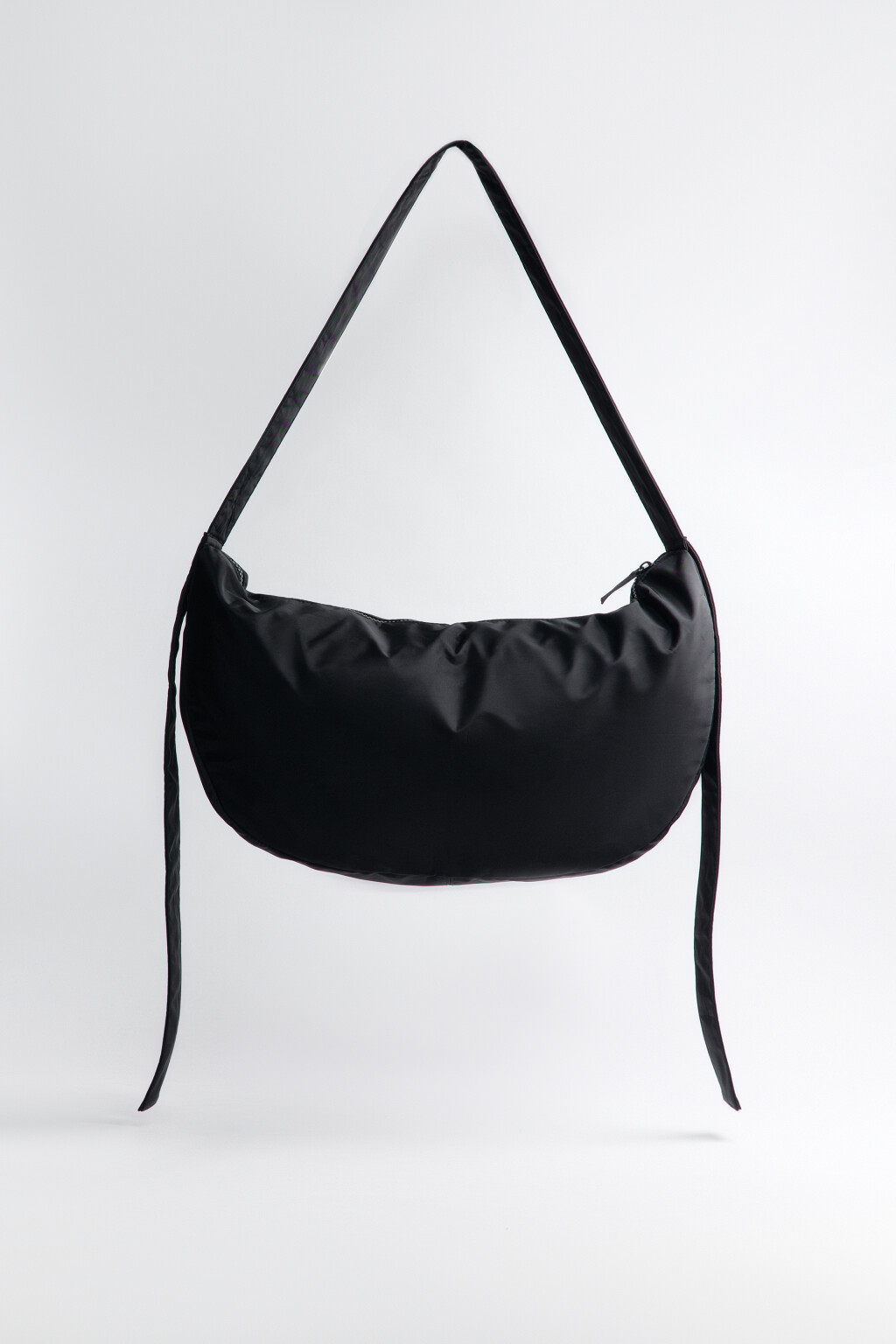 Сумка-багет текстильная с ремешками - цвет черный - 1