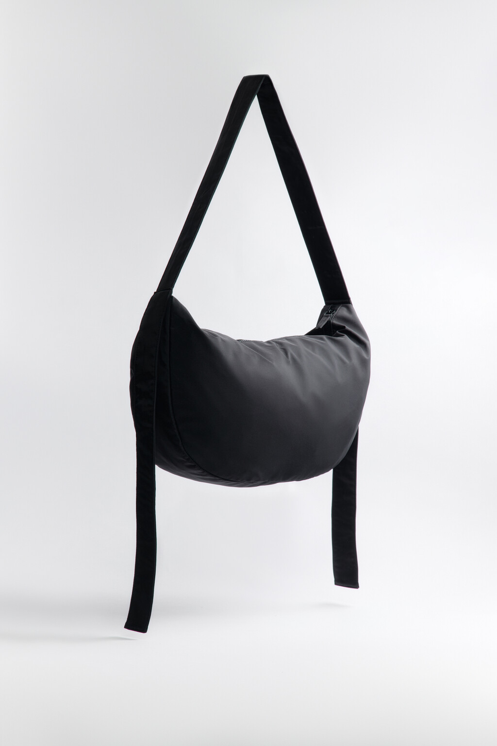 Сумка-багет текстильная с ремешками - цвет черный - 2