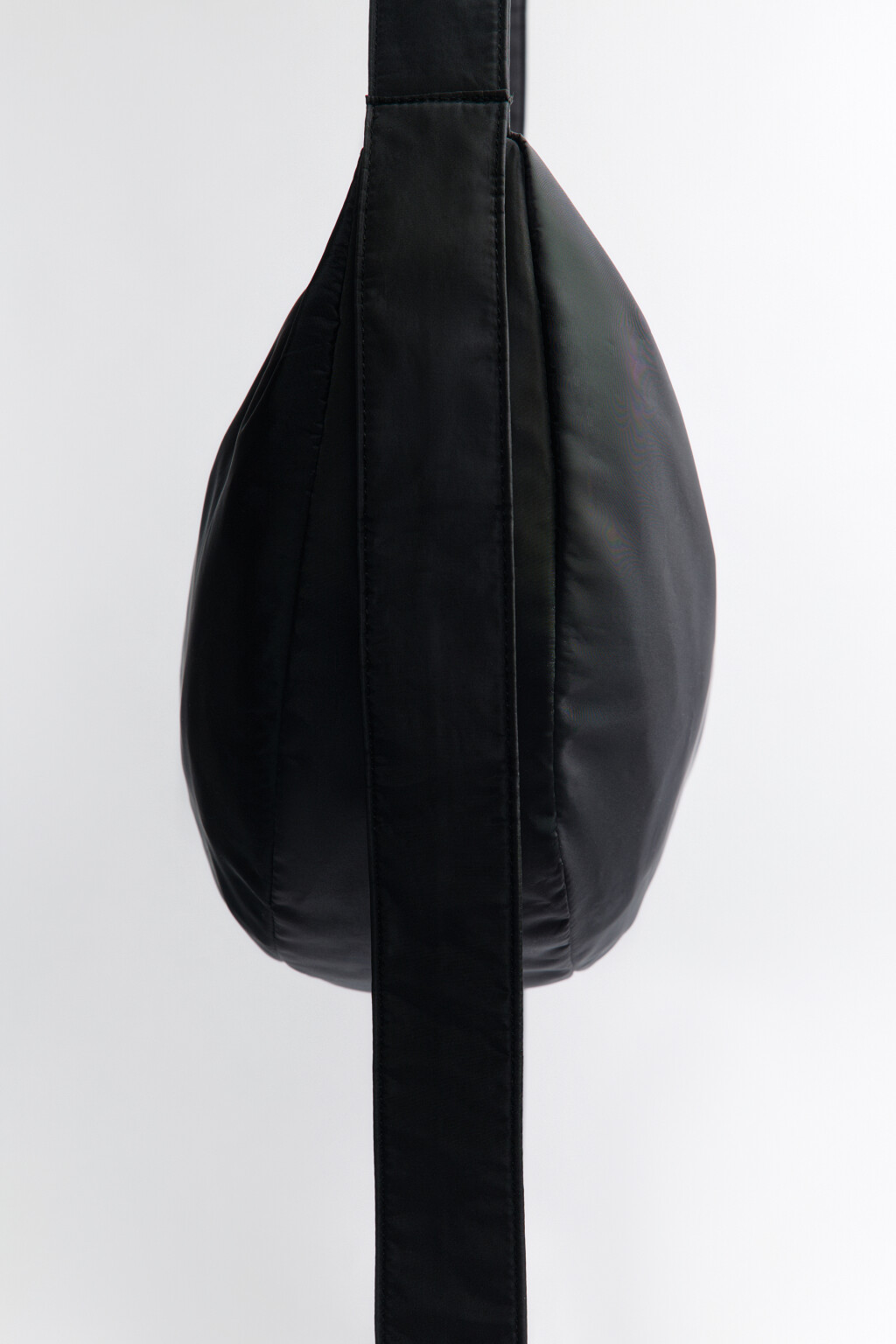 Сумка-багет текстильная с ремешками - цвет черный - 3