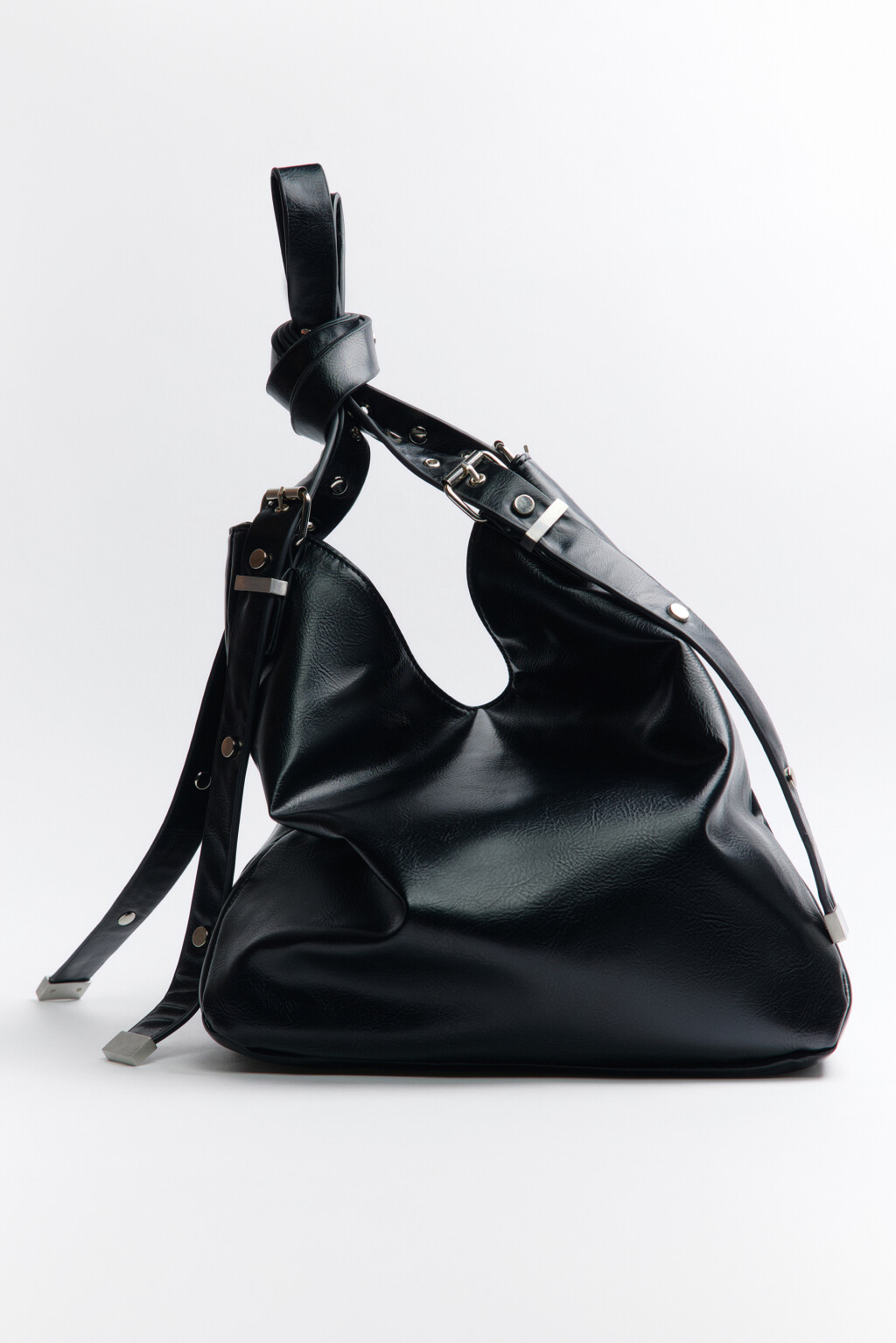 Сумка-тоут с металлическими заклепками - цвет черный - 5