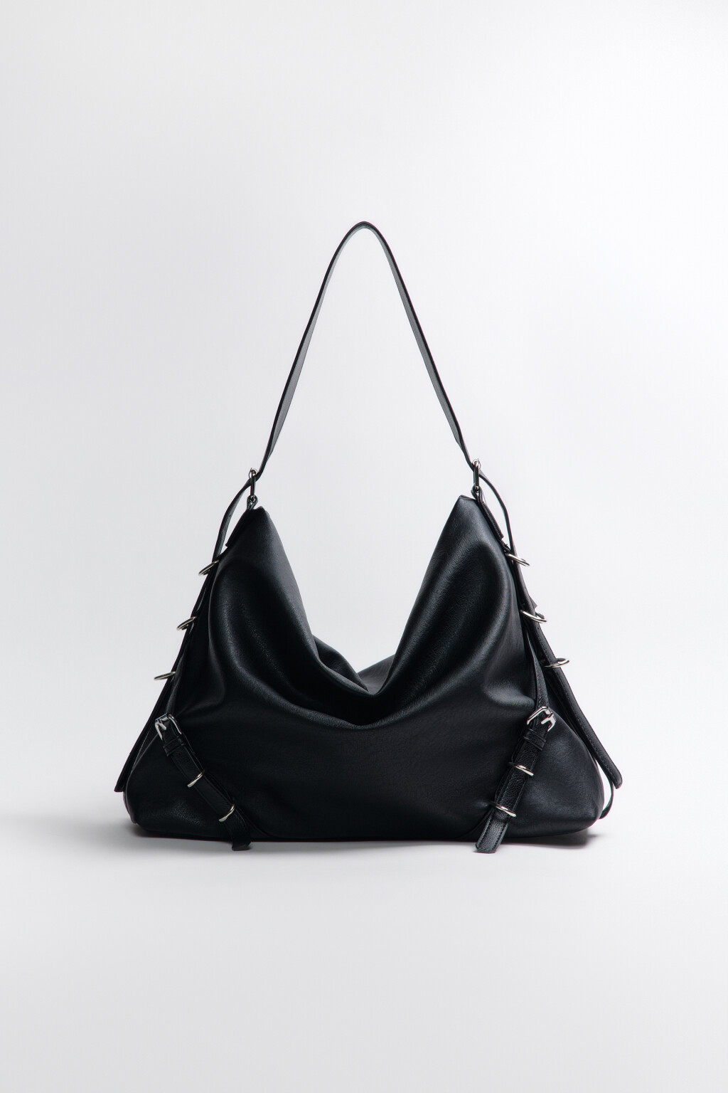 Сумка-тоут с декоративными ремешками - цвет черный - 2