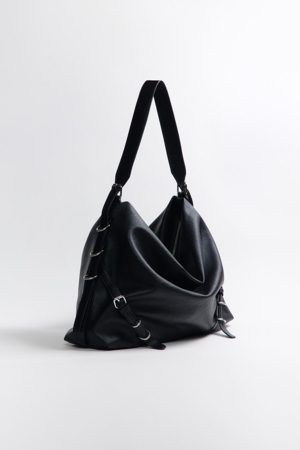 Сумка-тоут с декоративными ремешками - цвет черный - 3