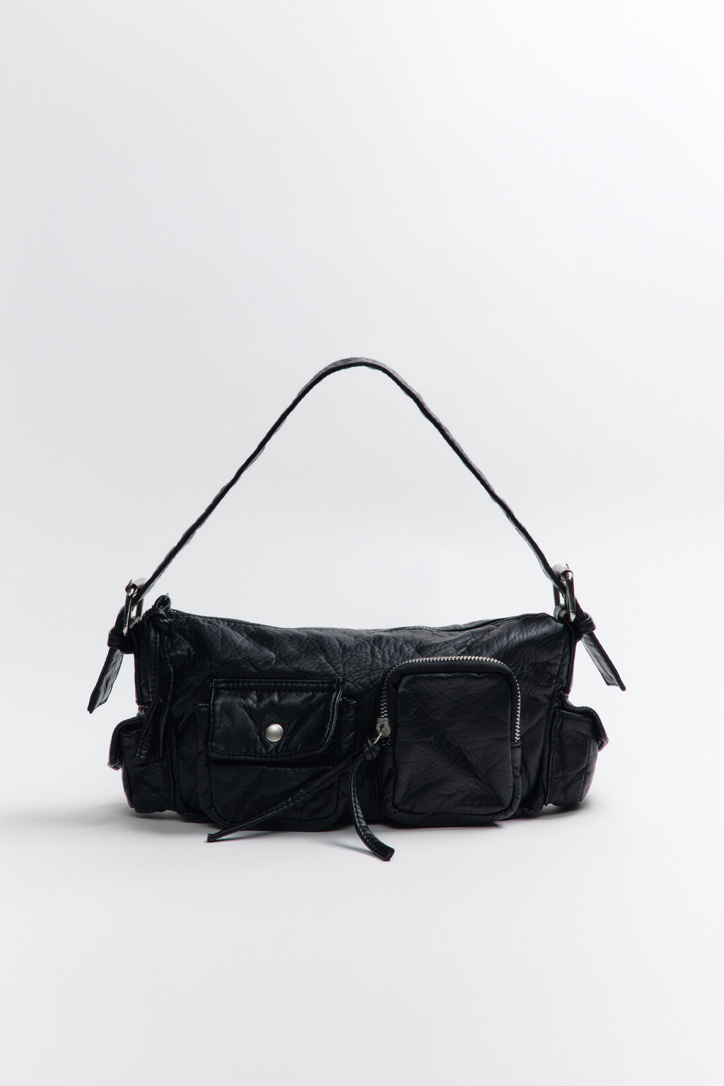 Сумка-багет с накладными карманами - цвет серый - 1