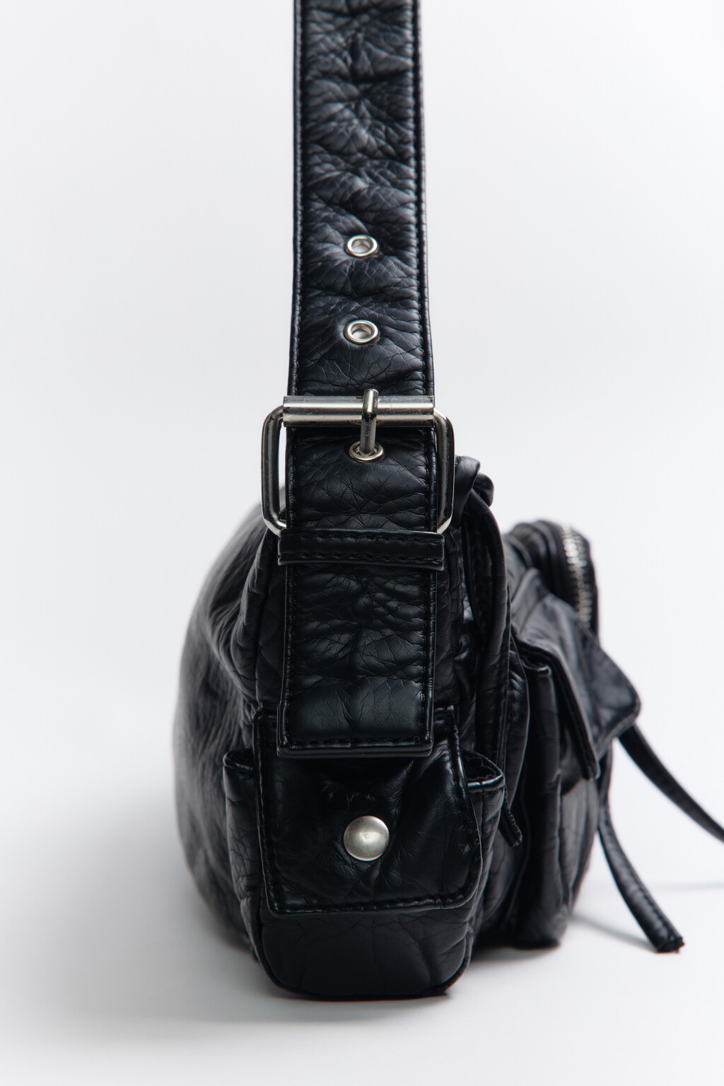 Сумка-багет с накладными карманами - цвет серый - 4