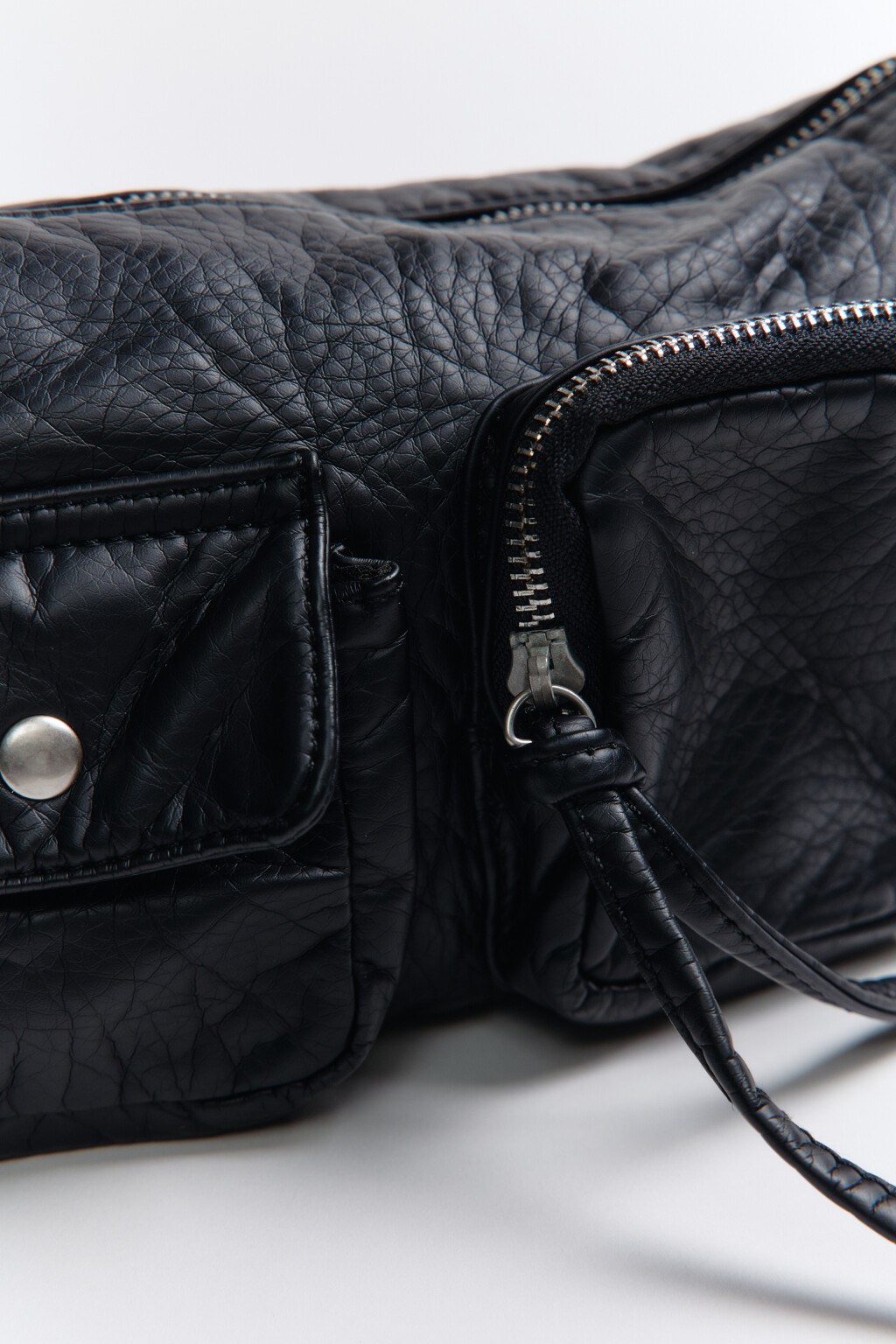 Сумка-багет с накладными карманами - цвет серый - 5