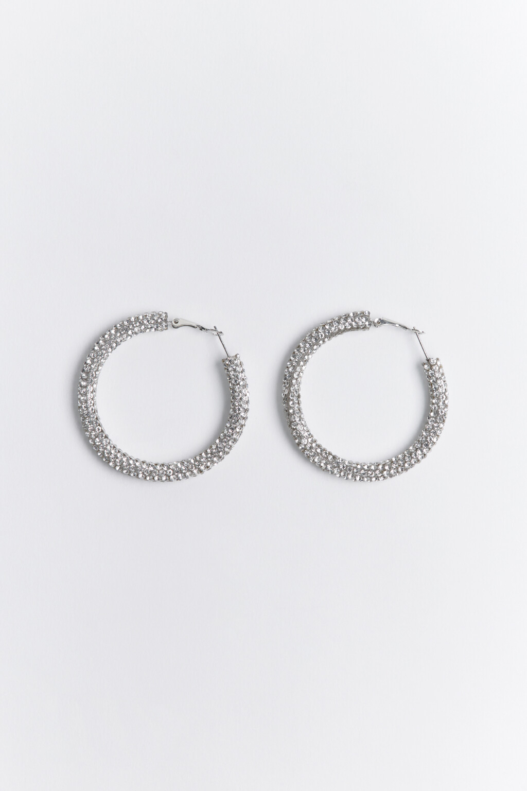 Серьги-кольца с отделкой из страз - цвет серый - 1