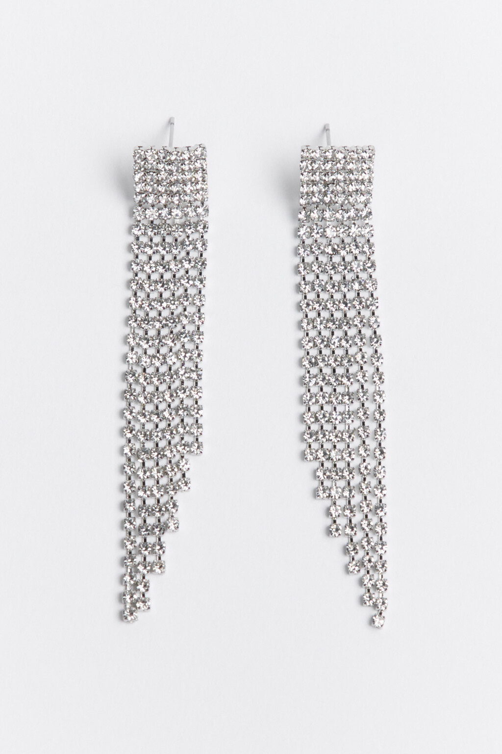 Серьги длинные серебристые из страз - цвет серый - 3