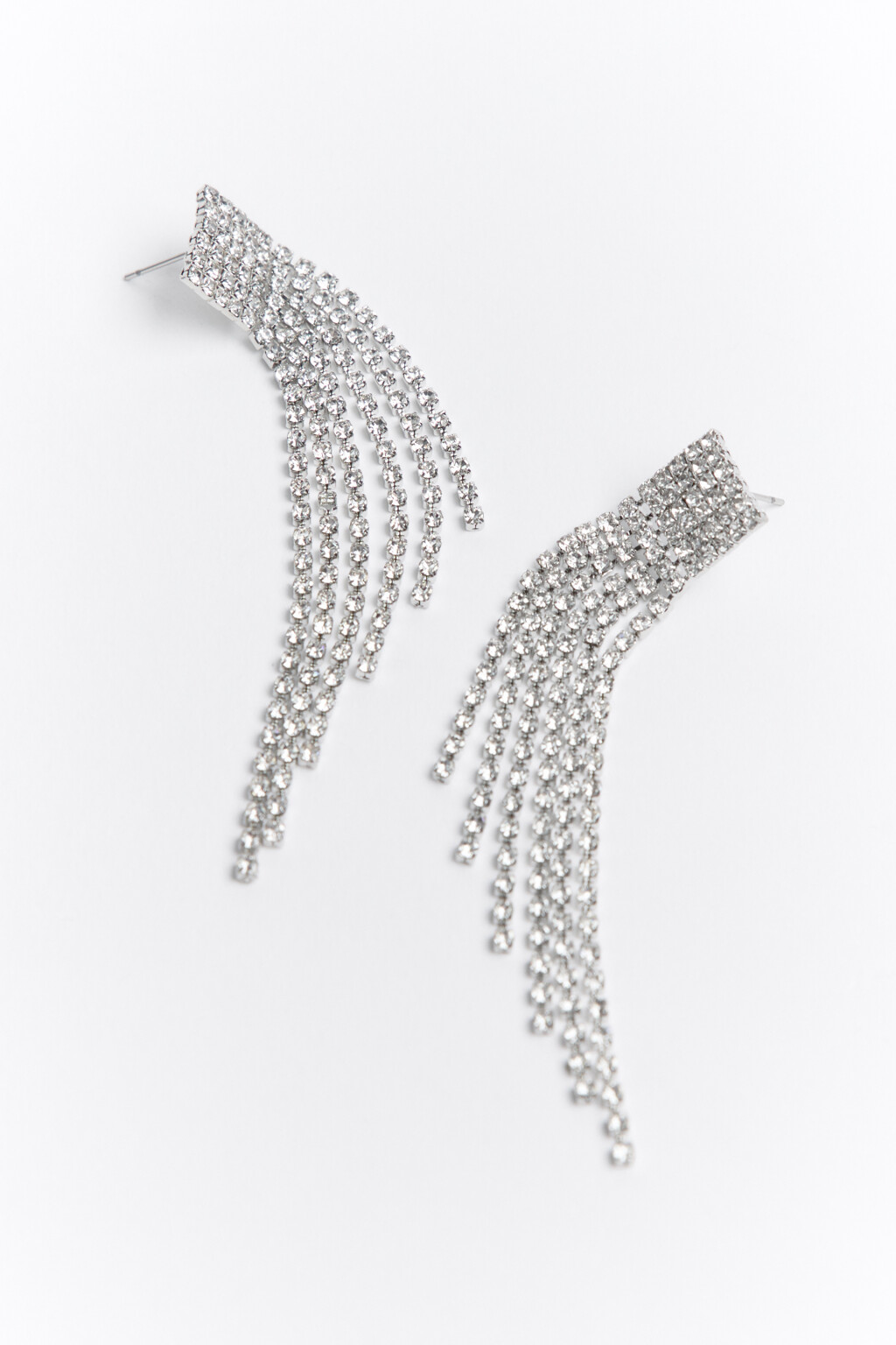 Серьги длинные серебристые из страз - цвет серый - 4