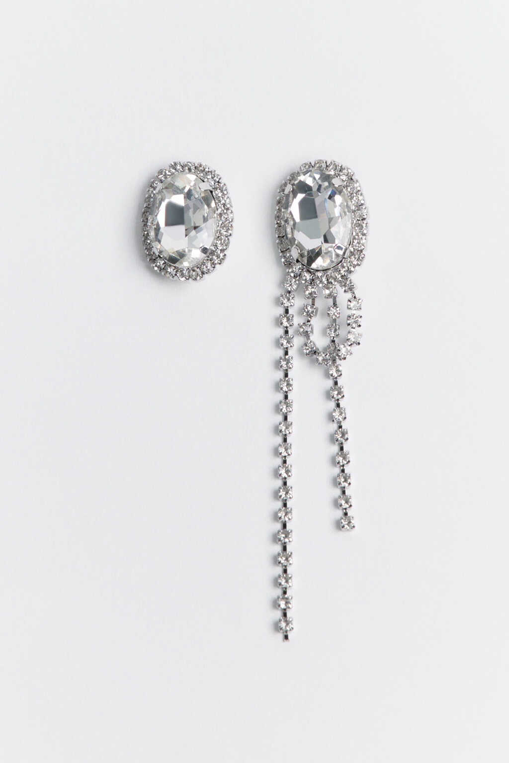 Серьги-кристаллы с декором из страз - цвет серый - 1