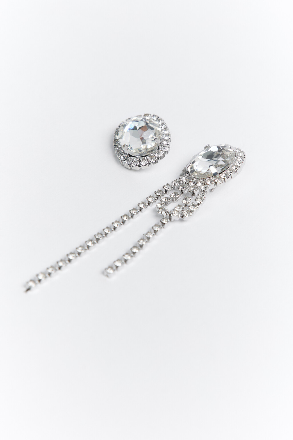 Серьги-кристаллы с декором из страз - цвет серый - 2