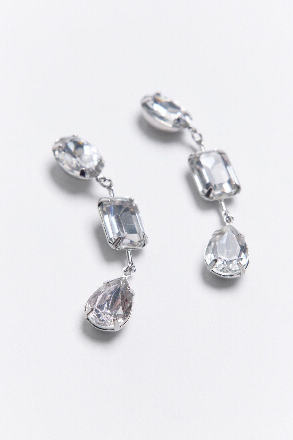 Серьги длинные с кристаллами - цвет серый - 2