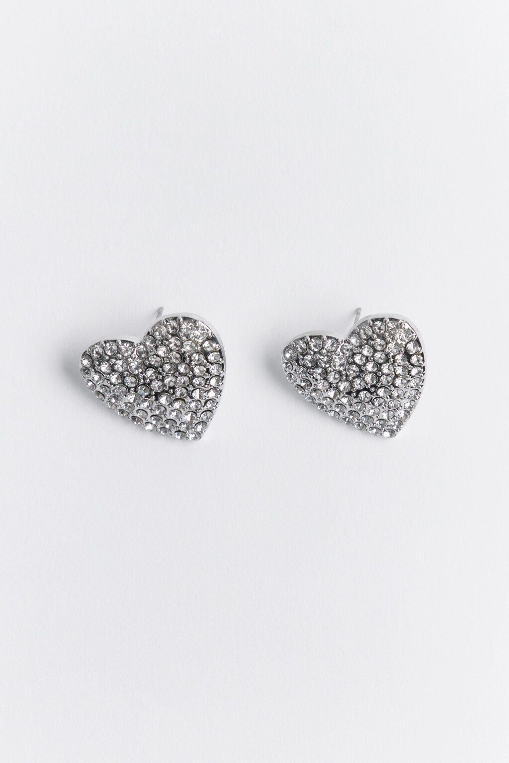 Серьги-сердца со стразами - цвет серый - 2