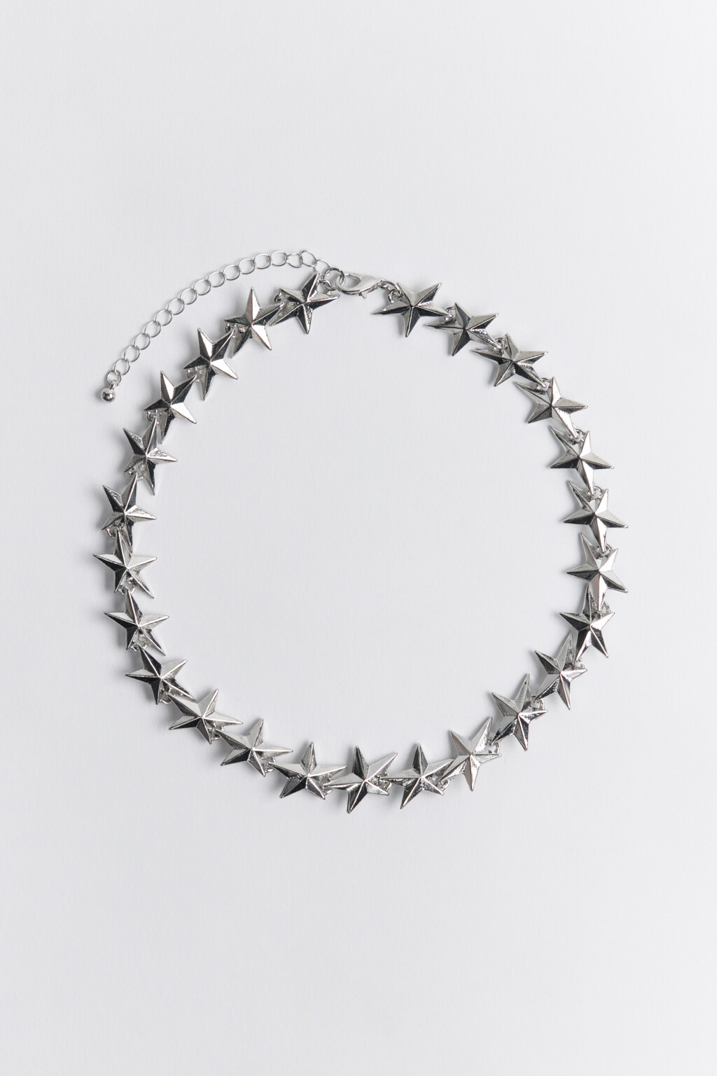Колье серебристое со звездочками - цвет серый - 1