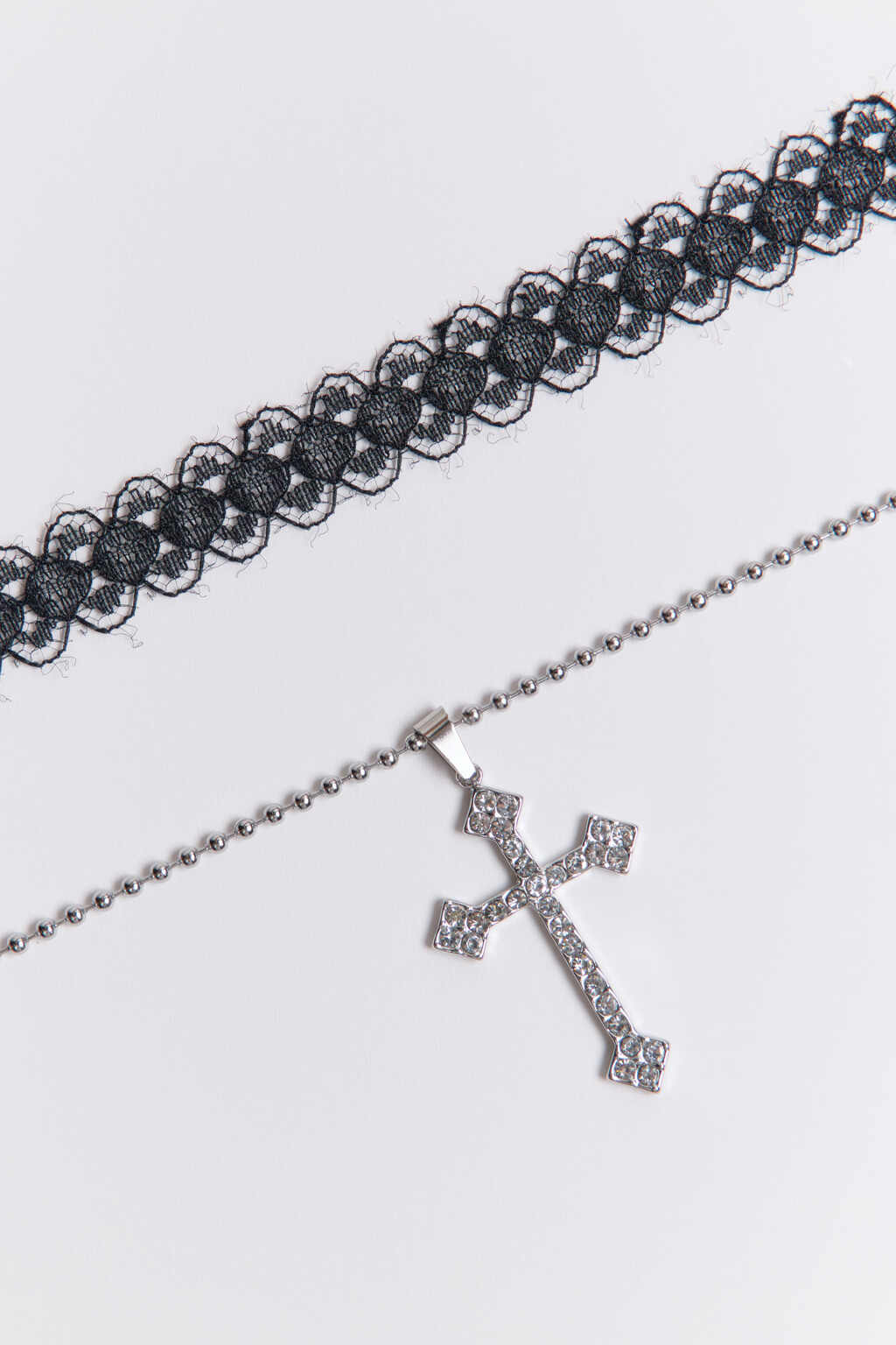 Набор бижутерии из цепочки и чокера - цвет серый - 2