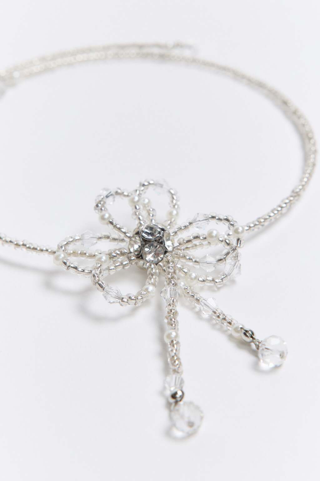 Колье-чокер с объемным цветком - цвет серый - 2