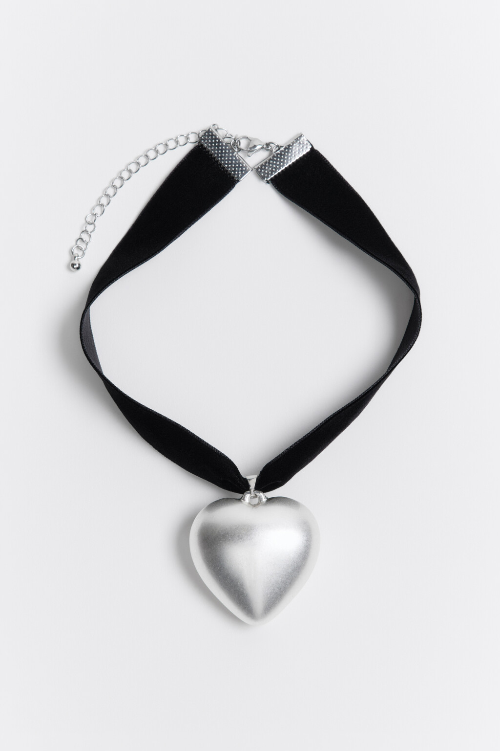 Чокер бархатный с объемным сердечком - цвет серый - 1