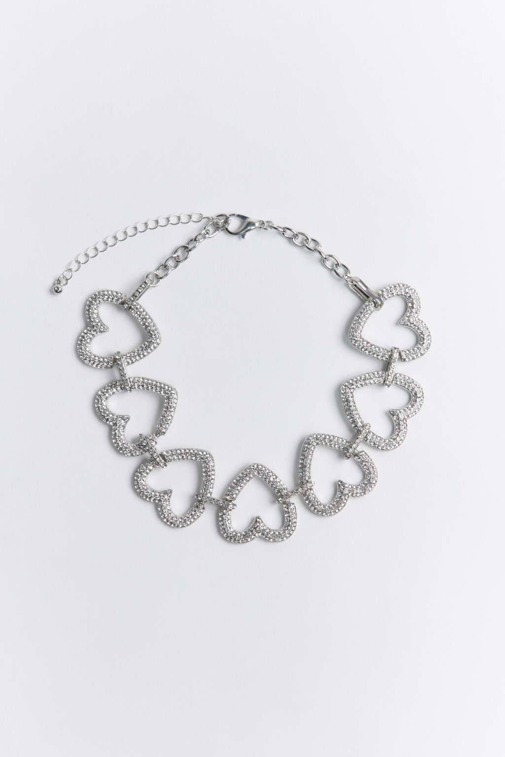 Колье-чокер с сердечками и стразами - цвет серый - 2