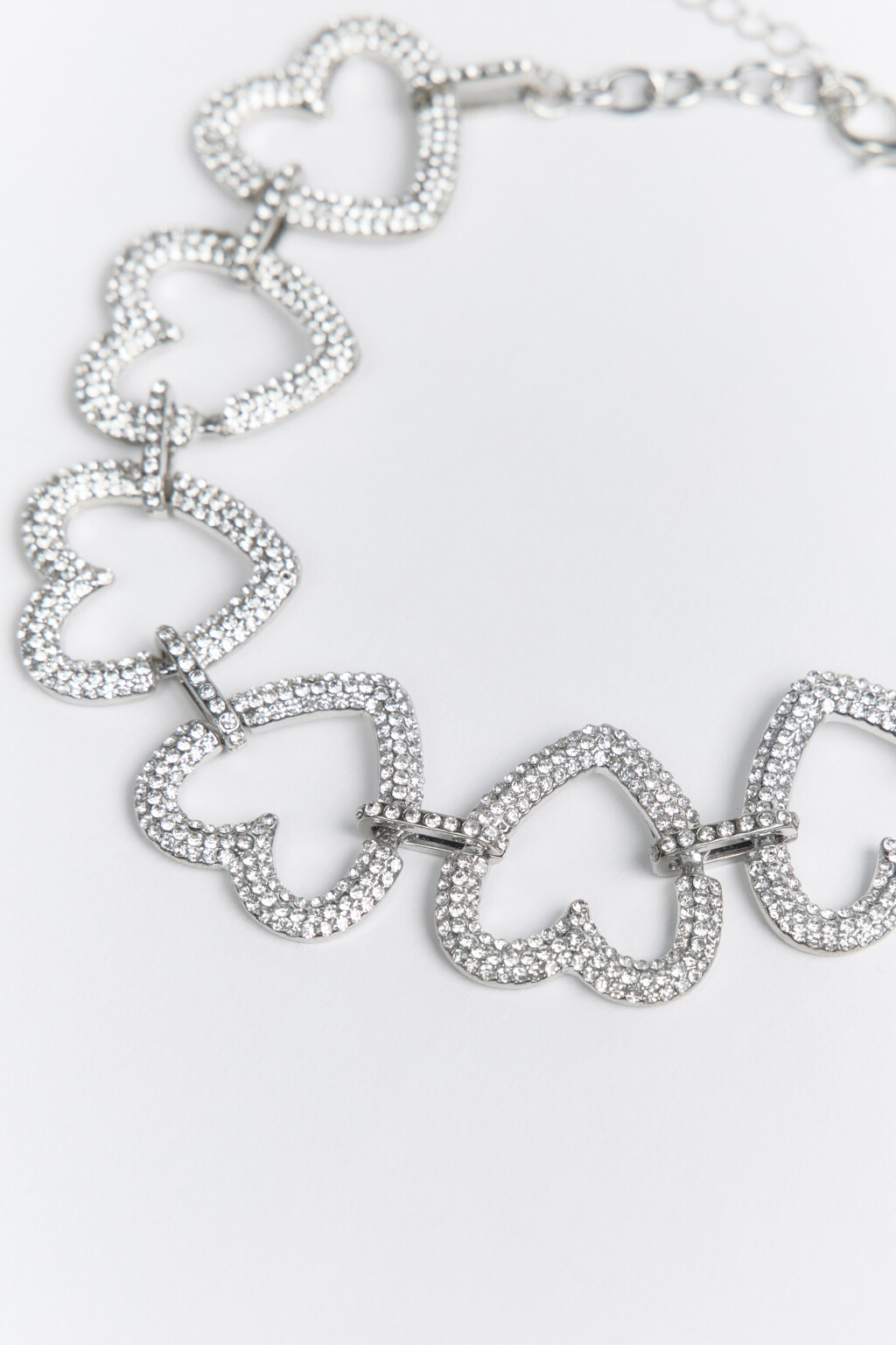 Колье-чокер с сердечками и стразами - цвет серый - 1