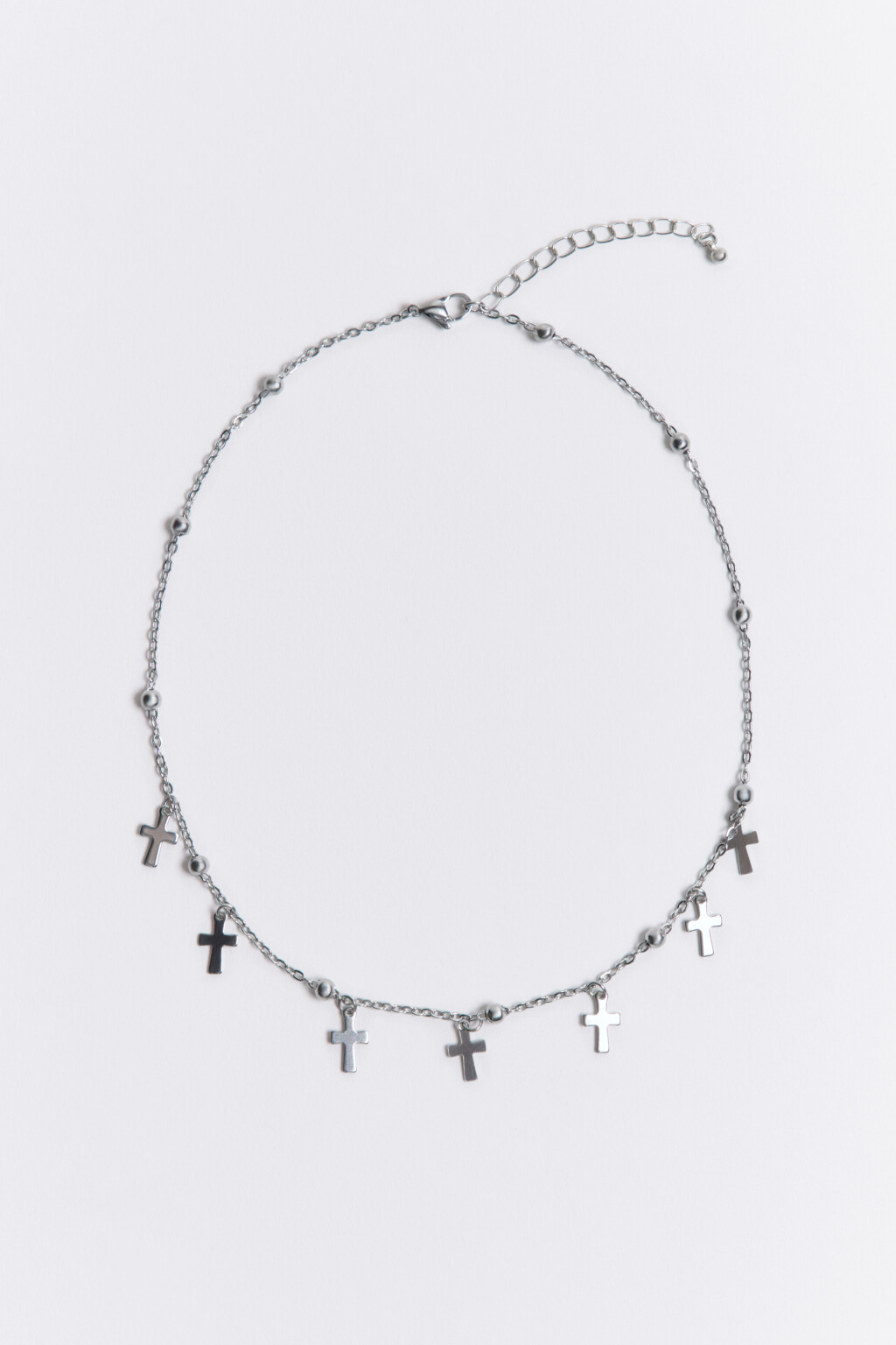 Цепочка на шею с подвесками-крестами - цвет серый - 1