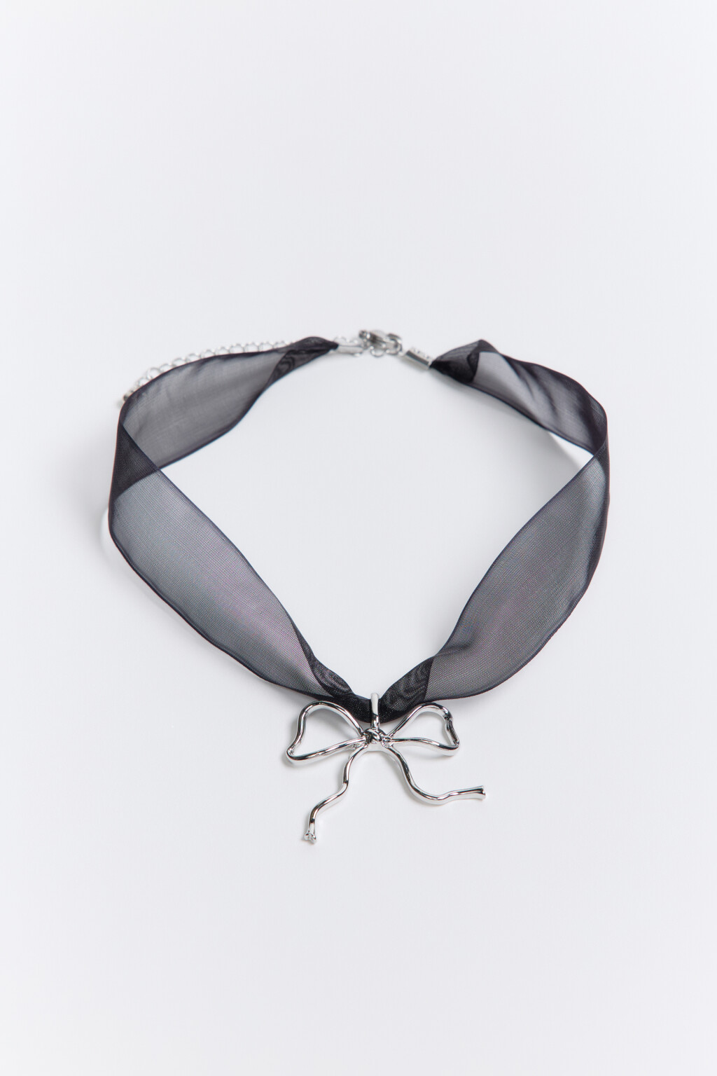 Чокер из органзы с подвеской-бантиком - цвет серый - 1