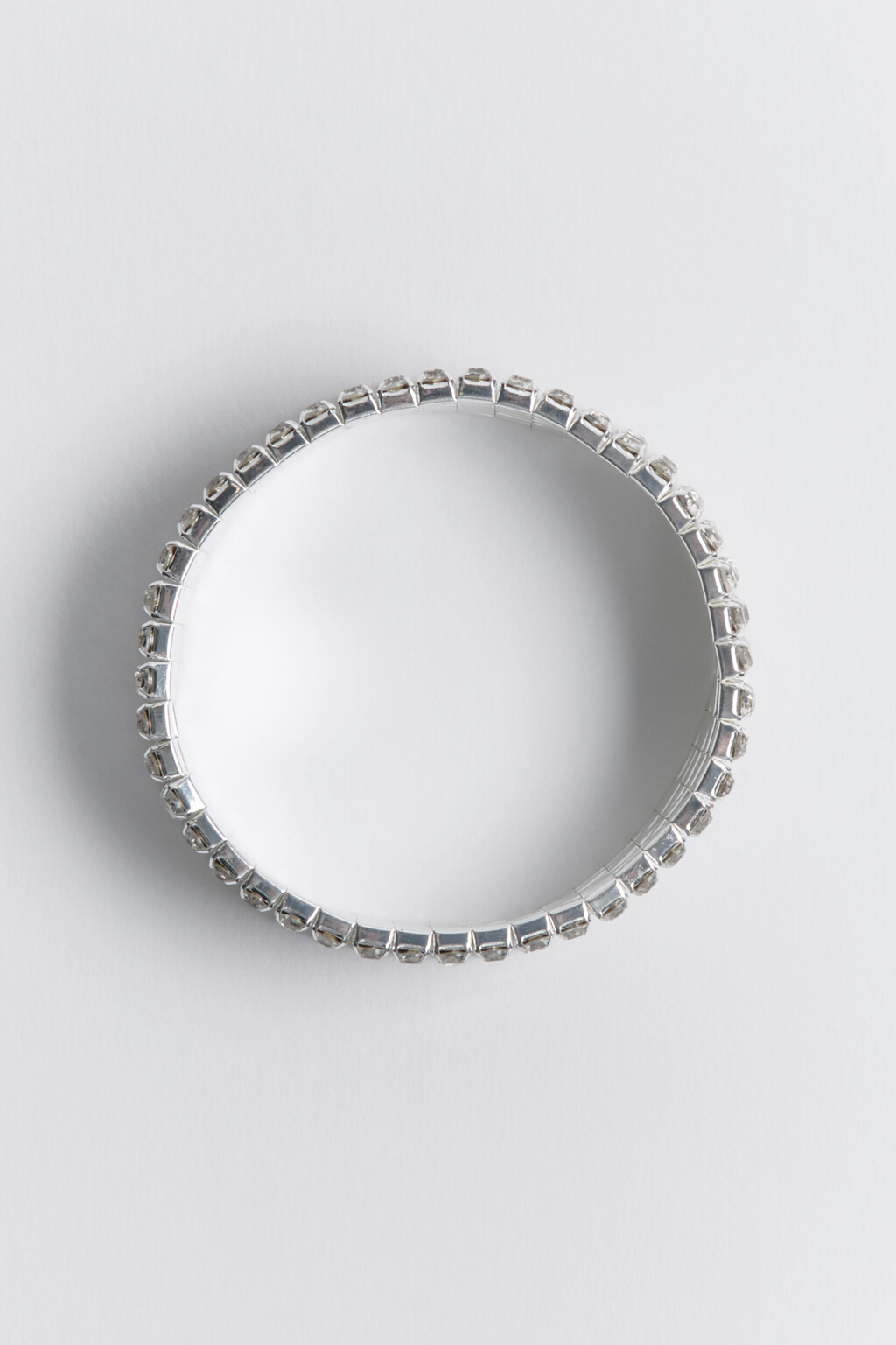 Браслет широкий серебристый со стразами - цвет серый - 2