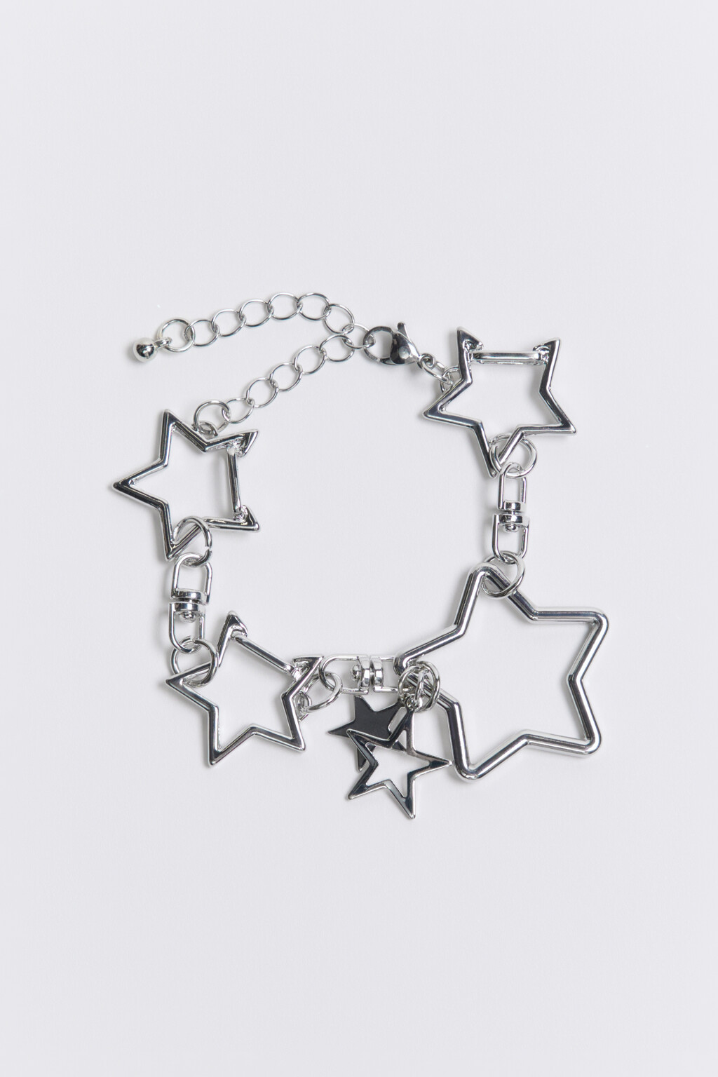 Браслет серебристый с подвесками-звездами - цвет серый - 1