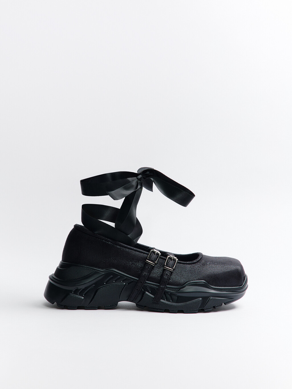 Туфли мэри джейн с лентами на щиколотке - цвет черный - 1
